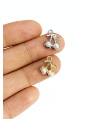 İncili Kiraz Kolye Bileklik Ucu Charm Gümüş 1 Adet