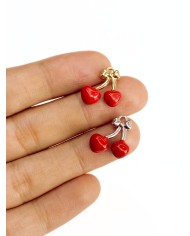 Kiraz Kolye Bileklik Ucu Charm Gümüş 1 Adet