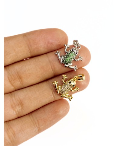 Zirkon Taşlı Kurbağa Kolye Bileklik Ucu Charm Gümüş 1 Adet