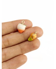 Şeftali Kolye Bileklik Ucu Charm Beyaz Turuncu 1 Adet