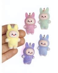 Tüylü Labubu Kolye Bileklik Ucu Charm Sarı  1 Adet