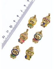 Zirkon Taşlı Labubu Kolye Bileklik Ucu Charm Mor  1 Adet