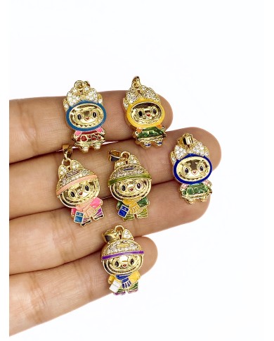 Zirkon Taşlı Labubu Kolye Bileklik Ucu Charm Mor  1 Adet