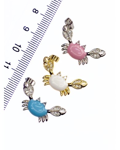 Taşlı Yengeç Kolye Bileklik Ucu Charm Mavi 1 Adet