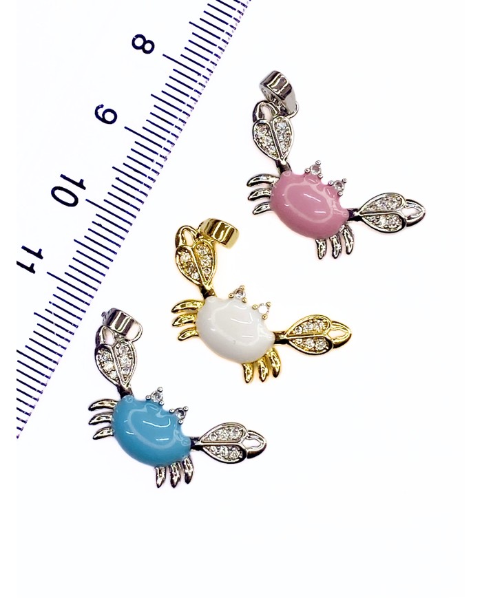 Taşlı Yengeç Kolye Bileklik Ucu Charm Mavi 1 Adet