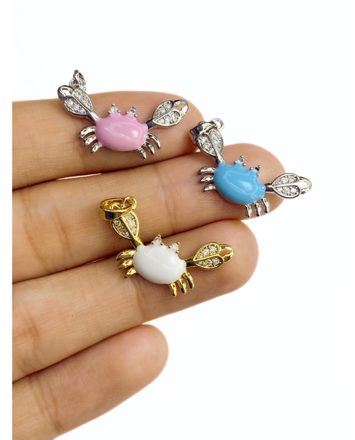 Taşlı Yengeç Kolye Bileklik Ucu Charm Mavi 1 Adet