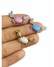 Taşlı Yengeç Kolye Bileklik Ucu Charm Mavi 1 Adet