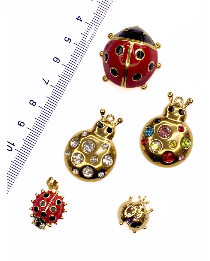 Taşlı Uğurböceği Kolye Bileklik Ucu Charm 1 Adet