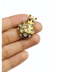 Taşlı Uğurböceği Kolye Bileklik Ucu Charm Şeffaf 1 Adet