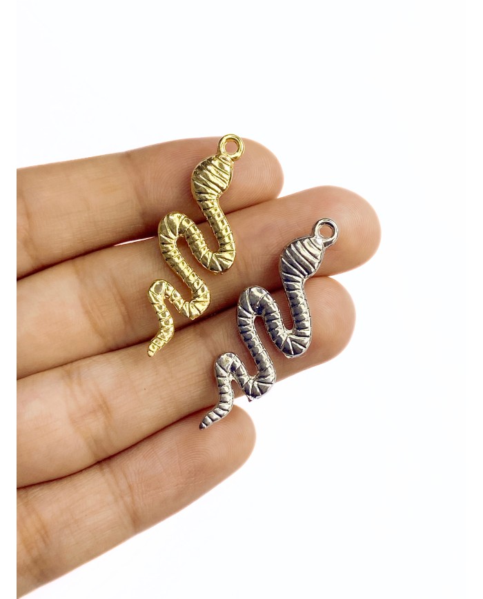 Yılan Kolye Bileklik Ucu Charm Gümüş 1 Adet