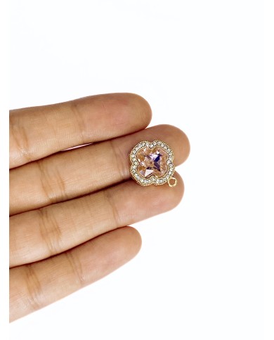 Taşlı Yonca Kolye Bileklik Ucu Charm Pembe 1 Adet