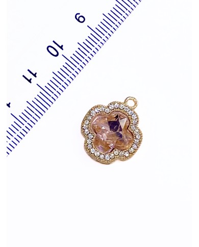 Taşlı Yonca Kolye Bileklik Ucu Charm Pembe 1 Adet