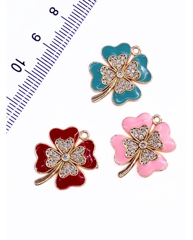 Taşlı Yonca Kolye Bileklik Ucu Charm Mavi 1 Adet