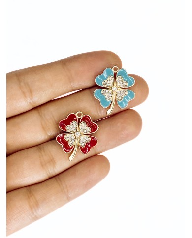 Taşlı Yonca Kolye Bileklik Ucu Charm Mavi 1 Adet