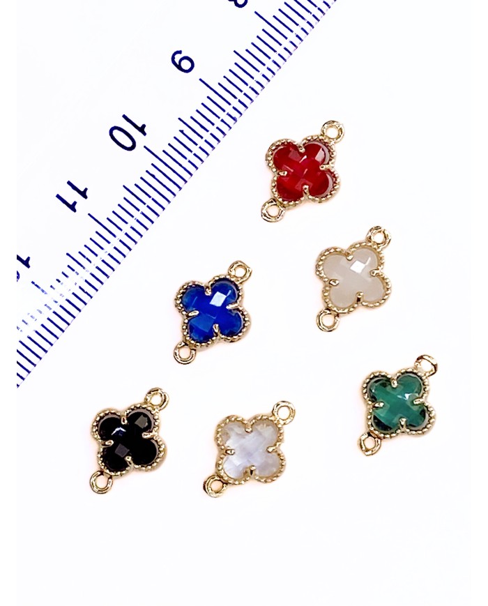 Taşlı Yonca Kolye Bileklik Ucu Charm Pembe 1 Adet