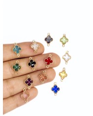 Taşlı Yonca Kolye Bileklik Ucu Charm Pembe 1 Adet