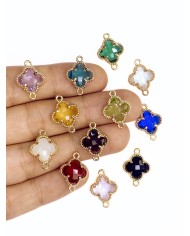 Taşlı Yonca Kolye Bileklik Ucu Charm Kırmızı 1 Adet