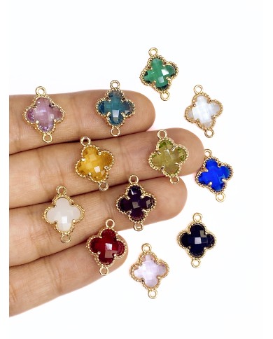 Taşlı Yonca Kolye Bileklik Ucu Charm Kırmızı 1 Adet