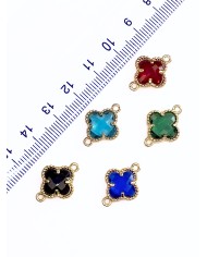 Taşlı Yonca Kolye Bileklik Ucu Charm Kırmızı 1 Adet