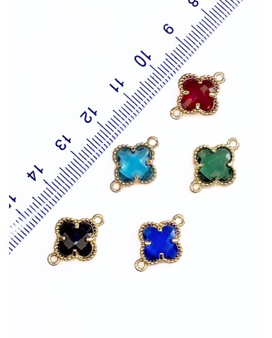 Taşlı Yonca Kolye Bileklik Ucu Charm Kırmızı 1 Adet