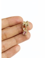 Zirkon Taşlı Kolye Bileklik Ucu Charm Pembe 1 Adet