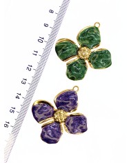 Çiçek Kolye Bileklik Ucu Charm Altın Mor 1 Adet