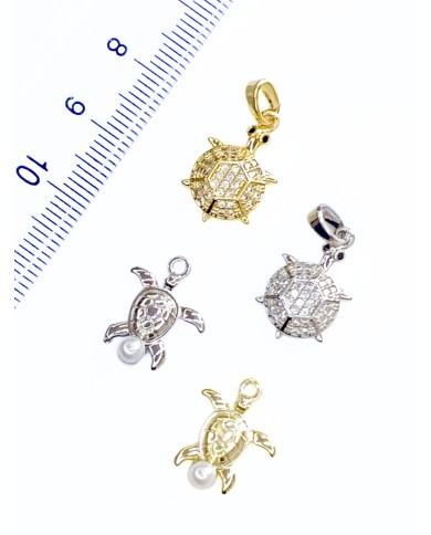 Zirkon Taşlı Kaplumbağa Bileklik Ucu Charm Altın 1 Adet