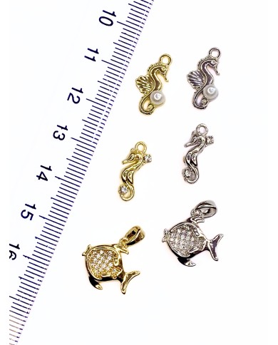 Taşlı Deniz Atı Bileklik Ucu Charm Gümüş 1 Adet