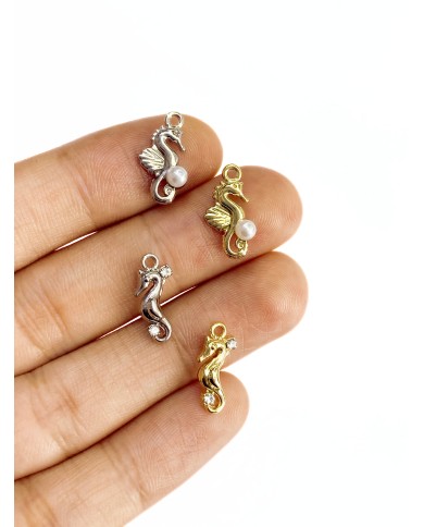 Taşlı Deniz Atı Bileklik Ucu Charm Gümüş 1 Adet