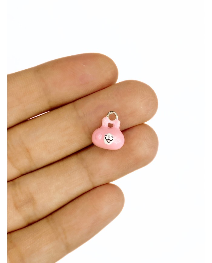 Sevimli Ayı Figürlü Kolye Bileklik Ucu Charm Pembe 1 Adet