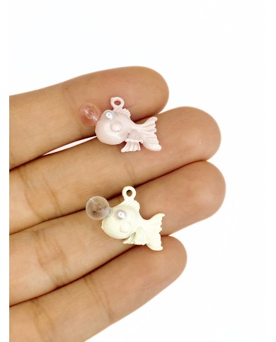 Balon Balığı Kolye Bileklik Ucu Charm Pembe 1 Adet