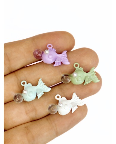 Balon Balığı Kolye Bileklik Ucu Charm Mor 1 Adet