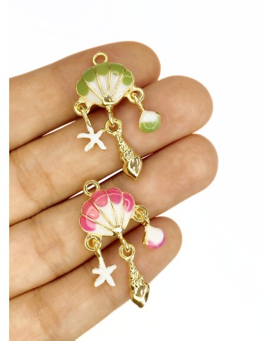 Sallantılı Deniz Kabuğu Kolye Bileklik Ucu Charm Pembe 1 Adet