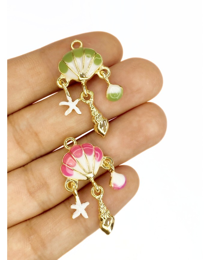 Sallantılı Deniz Kabuğu Kolye Bileklik Ucu Charm Pembe 1 Adet