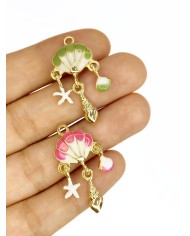 Sallantılı Deniz Kabuğu Kolye Bileklik Ucu Charm Pembe 1 Adet