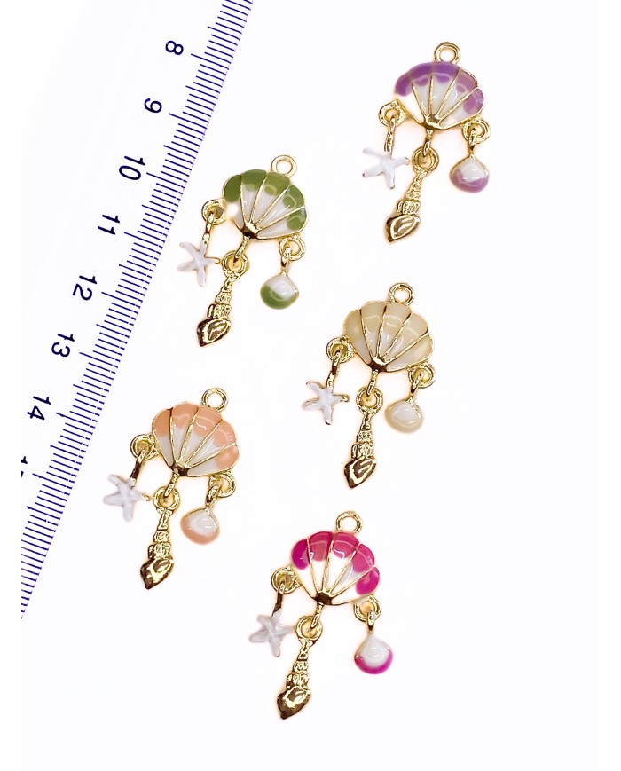 Sallantılı Deniz Kabuğu Kolye Bileklik Ucu Charm Pembe 1 Adet