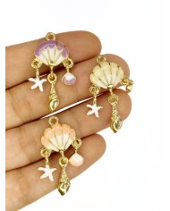 Sallantılı Deniz Kabuğu Kolye Bileklik Ucu Charm Mor 1 Adet