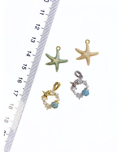 Deniz Yıldızı ve Deniz Kabuklu Kolye Bileklik Ucu Charm Altın 1 Adet