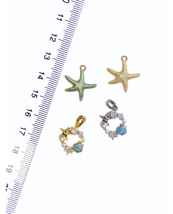 Deniz Yıldızı ve Deniz Kabuklu Kolye Bileklik Ucu Charm Altın 1 Adet