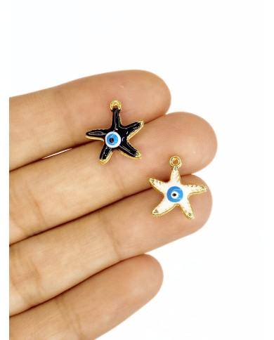 Mineli Deniz Yıldızı Kolye Bileklik Ucu Charm Siyah 1 Adet