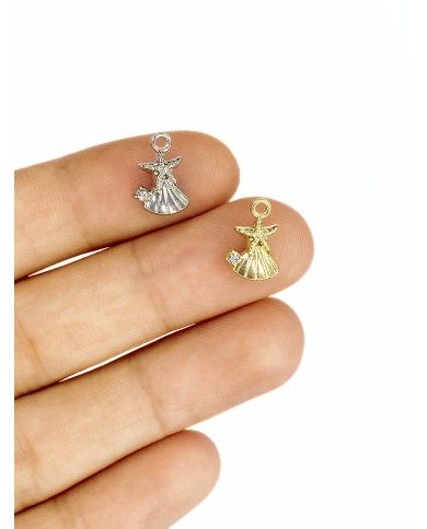Deniz Yıldızı ve Deniz Kabuklu Kolye Bileklik Ucu Charm Altın 1 Adet