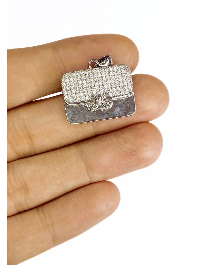 Zirkon Taşlı Çanta Kolye Bileklik Ucu Charm 1 Adet