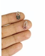 Taşlı Kilit Kolye Bileklik Ucu Charm Pembe 1 Adet