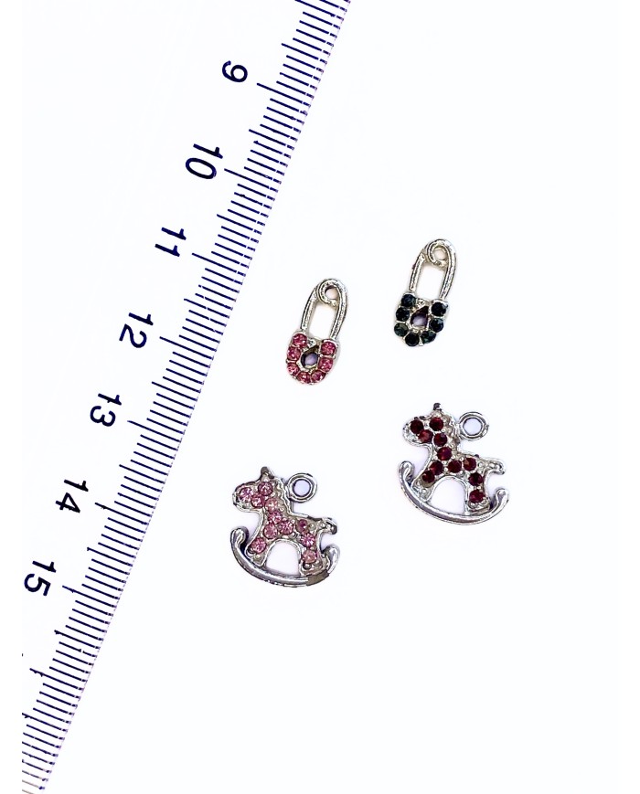 Taşlı Kilit Kolye Bileklik Ucu Charm Pembe 1 Adet