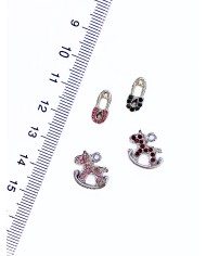 Taşlı Kilit Kolye Bileklik Ucu Charm Pembe 1 Adet