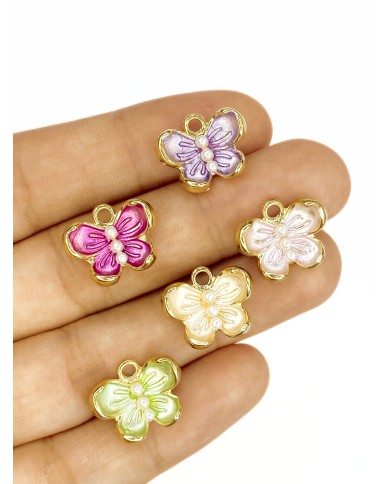 İncili Kelebek Kolye Bileklik Ucu Charm Mor 1 Adet