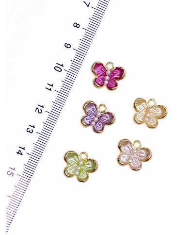 İncili Kelebek Kolye Bileklik Ucu Charm Mor 1 Adet