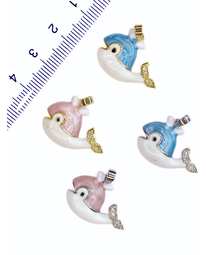 Zirkon Taşlı Gül Kolye Bileklik Ucu Charm Gümüş Pembe 1 Adet
