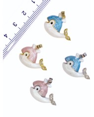 Zirkon Taşlı Gül Kolye Bileklik Ucu Charm Gümüş Pembe 1 Adet