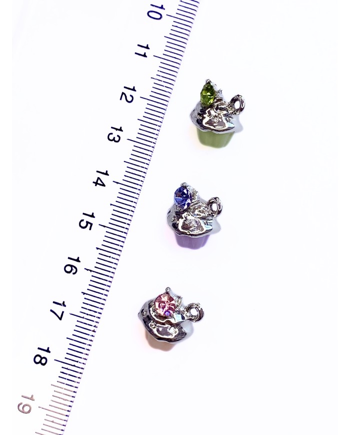 Taşlı Kap Kek Kolye Bileklik Ucu Charm Pembe 1 Adet